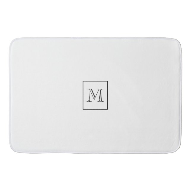 Tan & Blue Geometric Shapes | Monogram Bath Mat (Front)