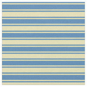 Tan & Blue Lined Pattern Fabric