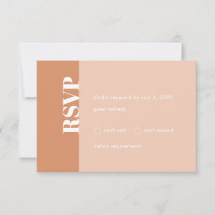 Tan & Blush Bold Modern Minimalist Boho RSVP Card