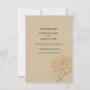 Tan Botanical Wedding Save The Date