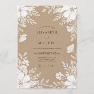 Tan Botanical Whimsy Wedding Invitation