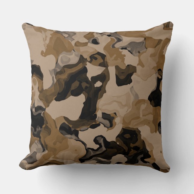 Tan, Brown and Black Abstract Cushion (Front)