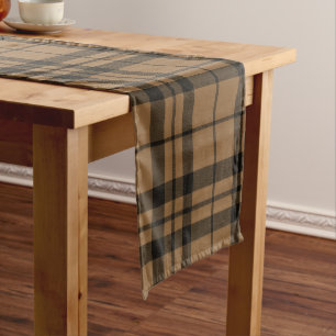 Tan, Brown, and Black Scottish Tartan Heritage Short Table Runner