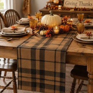 Tan, Brown, and Black Scottish Tartan Heritage Short Table Runner