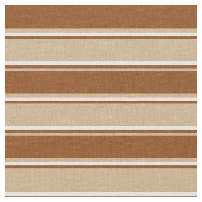 Tan, Brown, and White Striped Pattern Fabric (Close Up)