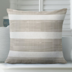 Tan Brown and White Striped Pillow