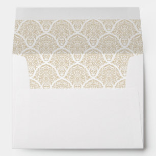 Tan Brown Beige White Damask Wedding Envelopes