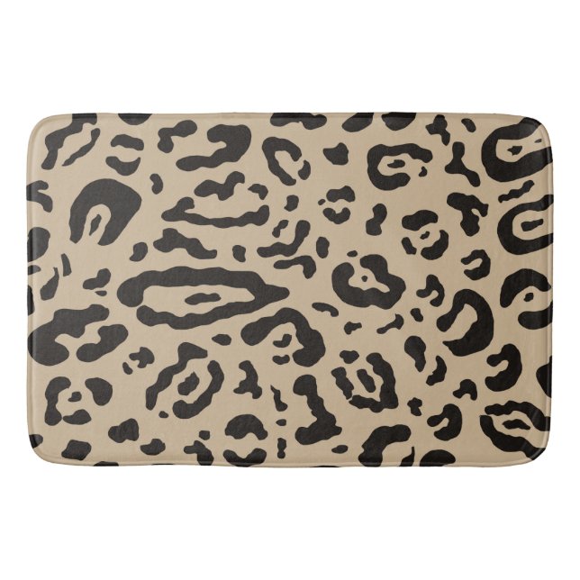 Tan Brown & Black Cheetah Leopard Animal Print  Bath Mat (Front)