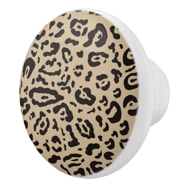 Tan Brown & Black Cheetah Leopard Animal Print  Ceramic Knob (Right)