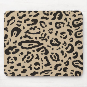 Tan Brown & Black Cheetah Leopard Animal Print  Mouse Mat