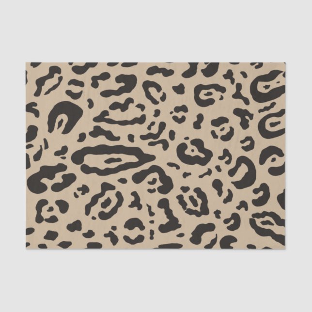 Tan Brown Black Cheetah Leopard Animal Print Party Tissue Paper (Front)