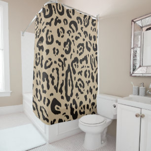 Tan Brown & Black Cheetah Leopard Animal Print  Shower Curtain