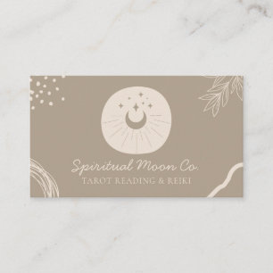Tan Brown Earth Tone Moon Stars Spiritual Business Card