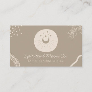 Tan Brown Earth Tone Moon Stars Spiritual Business Card