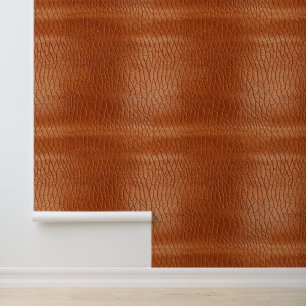 Tan Brown Faux Leather Abstract Wallpaper