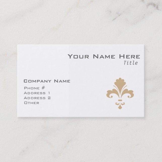Tan Brown Fleur de lis Business Card (Front)
