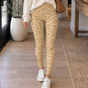 Tan Brown Giraffe Print Leggings
