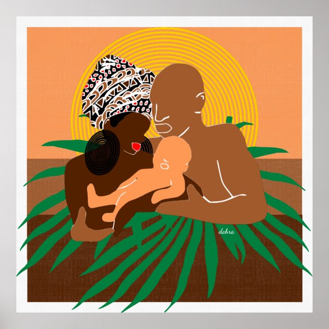 tan brown green palm leaf Black Family Black Love Poster (Front)