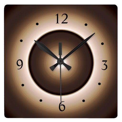 Image of Tan/Brown Illuminated Effect Print Design>Square W Square Wall Clock