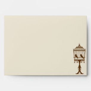 Tan/Brown Love Birds Wedding Envelope