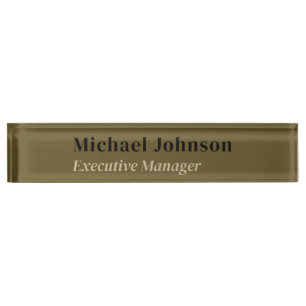 Tan brown modern professional minimalist profile nameplate