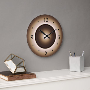 Tan/Brown Moon Effect Printed Design Large Clock