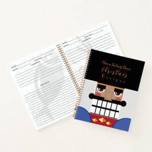 Tan Brown Nutcracker Christmas Recipes Cookbook Notebook