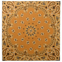 Tan Brown Paisley Western Bandanna Scarf Print