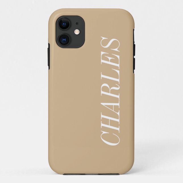 Tan Brown Solid Colour | Minimalist Name Case-Mate iPhone Case (Back)
