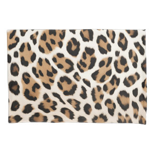 Tan Brown White Leopard Spots Animal Print Pillowcase