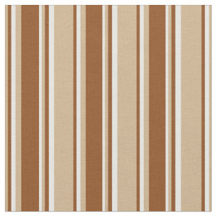 Tan, Brown & White Lines/Stripes Pattern Fabric