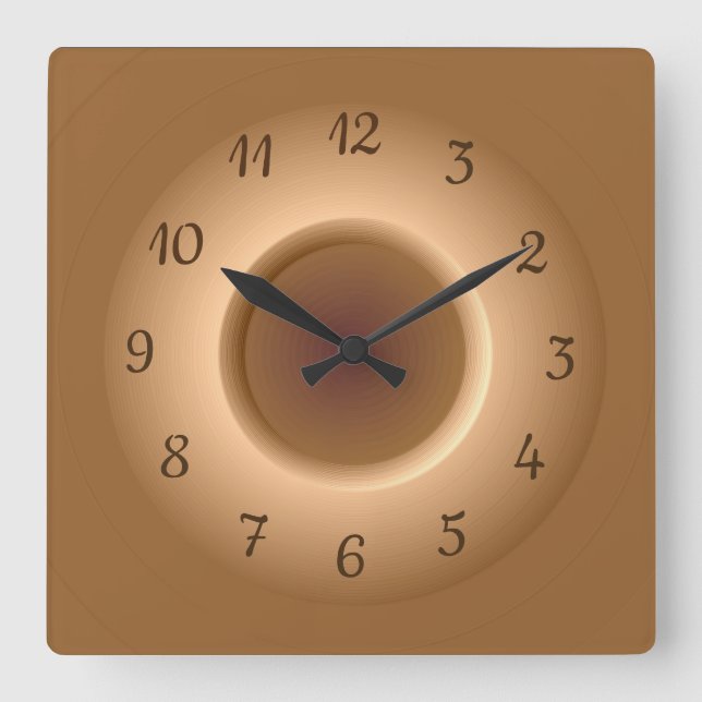 Tan Brown with a Gold Circle Ring Minimalist Clock (Front)