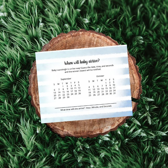 Tan Bunny Blue Baby Arrival Predictions Game Enclosure Card (Creator Uploaded)