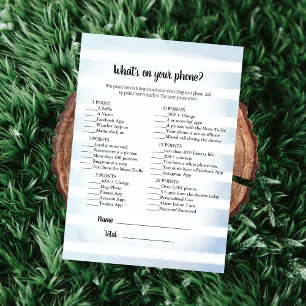 Tan Bunny Blue What's On Your Phone Game Invitation