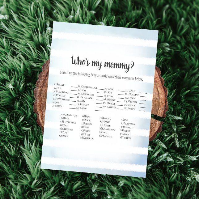 Tan Bunny Blue Who's My Mummy Baby Shower Game Invitation (Creator Uploaded)