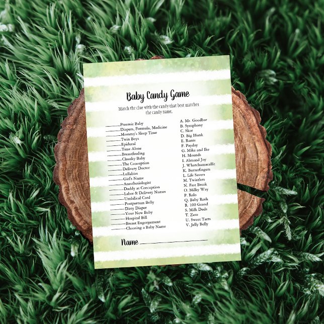 Tan Bunny Green Baby Candy Baby Shower Game Invitation (Creator Uploaded)