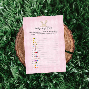 Tan Bunny Pink Argyle Baby Emoji Pictures Game Invitation