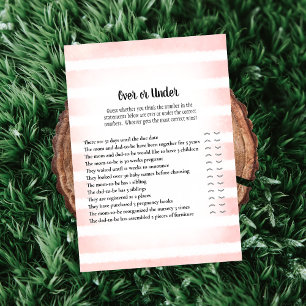 Tan Bunny Pink Over Under Baby Shower Game Invitation