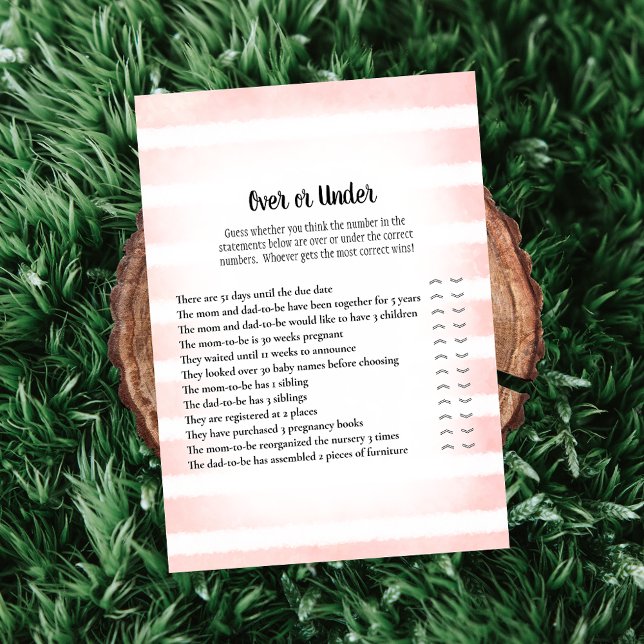 Tan Bunny Pink Over Under Baby Shower Game Invitation (Creator Uploaded)