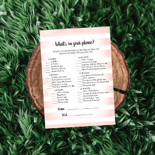 Tan Bunny Pink What's On Your Phone Game Invitation