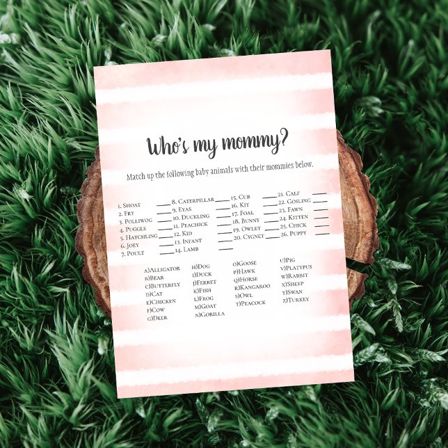 Tan Bunny Pink Who's My Mummy Baby Shower Game Invitation (Creator Uploaded)