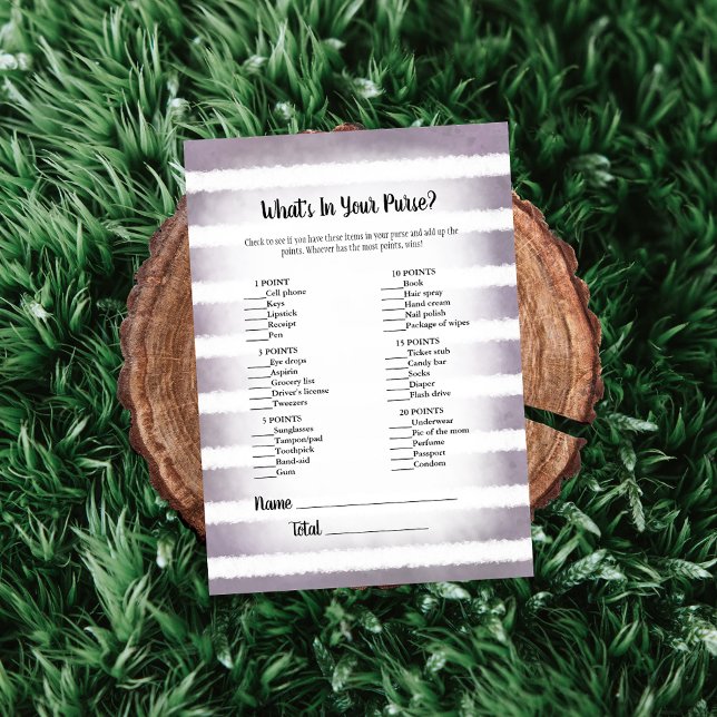 Tan Bunny Purple What's In Your Purse Game Invitation (Creator Uploaded)