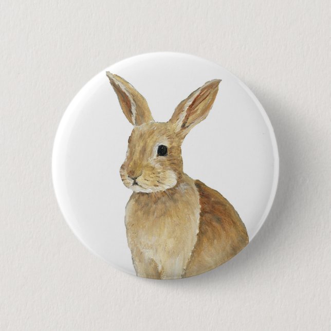 "Tan Bunny" Rabbitt Art Button (Front)