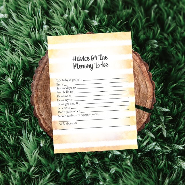 Tan Bunny Yellow Advice For Mummy Shower Game Invitation (Creator Uploaded)