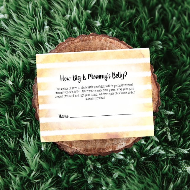 Tan Bunny Yellow Mum's Belly Size Shower Game Enclosure Card (Creator Uploaded)