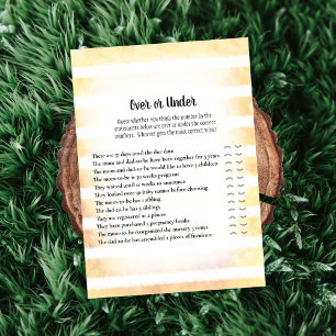 Tan Bunny Yellow Over Under Baby Shower Game Invitation