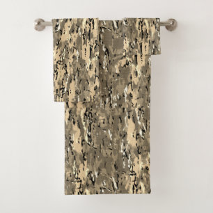 Tan Camo Modern Abstract Bath Towel Set