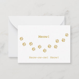 Tan Cat Paw Print Tracks Fun Customisable Card