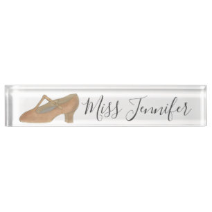 Tan Character Shoe Dance Teacher Instructor Nameplate