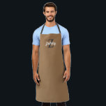 Tan Charcoal Grey Monogram Personalised Apron<br><div class="desc">This personalised apron features a charcoal grey monogram initial and white retro script name on a tan background. It makes a great Father's Day gift for the man who loves to grill or cook!</div>